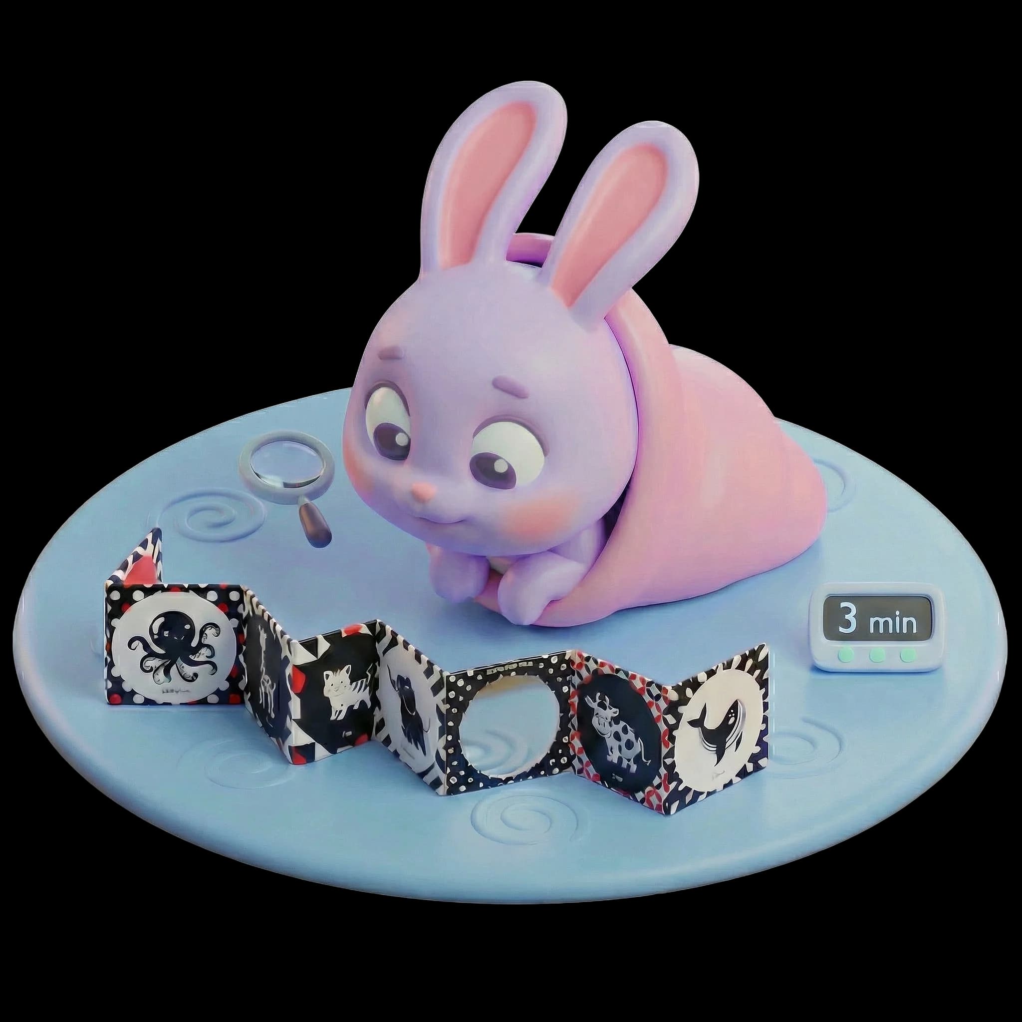 Tummy Time kitabı - bebek karın üstü pozisyon siyah beyaz kontrastlı kitap